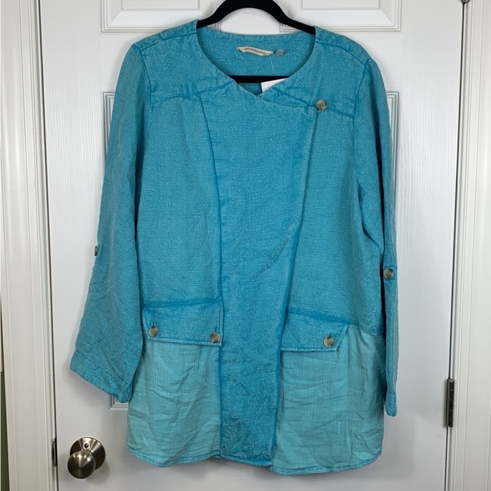 NWT Soft surroundings urban escape topper jacket meadowbrook blue sz lg - Picture 1 of 12